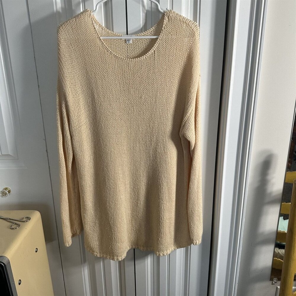 J Jill Cotton Sweater Pure Jill Mesh Coverup Yellow Slouchy Medium Tunic